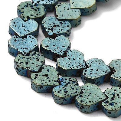 Electroplated Natural Lava Rock Beads Strands G-Q1009-G01-01H-1