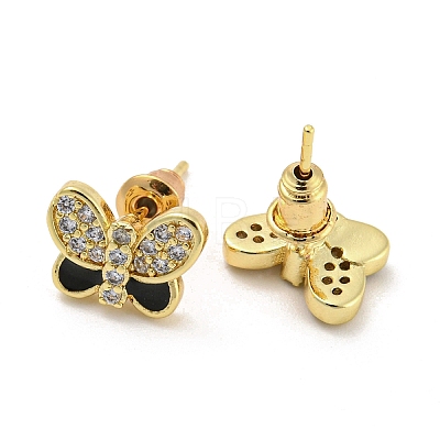 Butterfly Real 18K Gold Plated Brass Stud Earrings EJEW-L269-094G-01-1