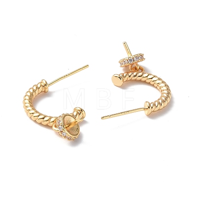 Brass Clear Cubic Zirconia Stud Earring Findings KK-B063-18G-1