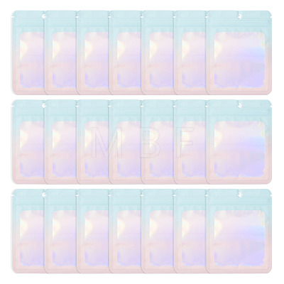 40Pcs Rectangle Glitter Holographic Plastic Resealable Packaging Bags ABAG-TA0001-97B-03-1