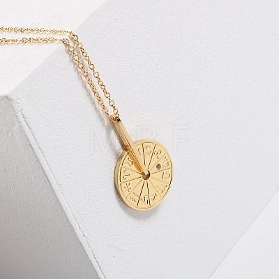 12 Constellation Rotating Wheel 201 Stainless Steel Pendant Necklace for Anxiety Stress Relief MATO-PW0001-064-1