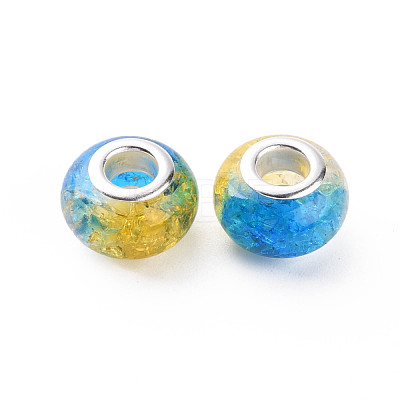 Crackle Two Tone Resin European Beads RPDL-T003-06I-1