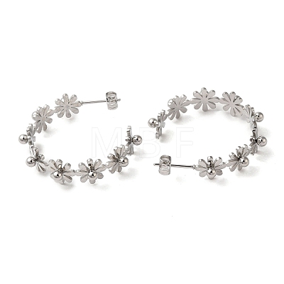 Non-Tarnish 304 Stainless Steel Flower Stud Earrings EJEW-K290-01P-1