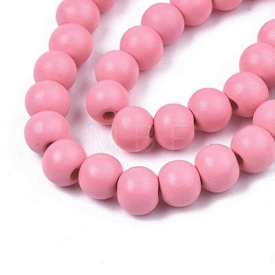 Painted Natural Wood Beads Strands WOOD-S053-54J-1