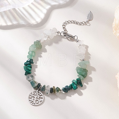 Natural Mixed Gemstone Chip Beaded Bracelest BJEW-JB12976-04-1