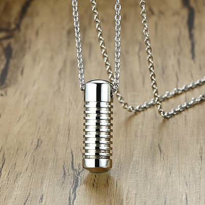 Grooved Column Urn Ashes Pendant Necklace BOTT-PW0001-080P-1