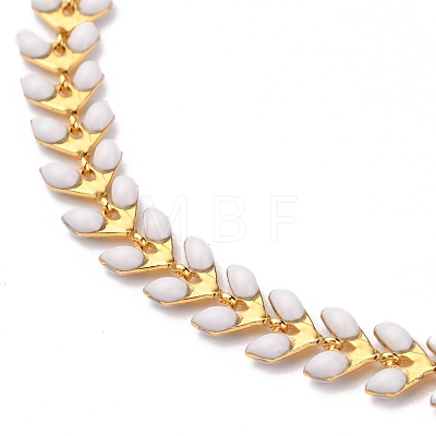 Brass Enamel Cobs Chain Anklets AJEW-AN00358-1