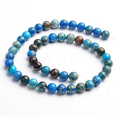 Dyed & Heated Natural Imperial Jasper Round Bead Strands G-M274-05-6mm-1