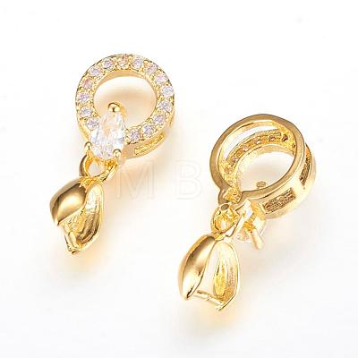 Long-Lasting Plated Brass Micro Pave Cubic Zirconia Ice Pick Pinch Bails ZIRC-F063-06C-G-1