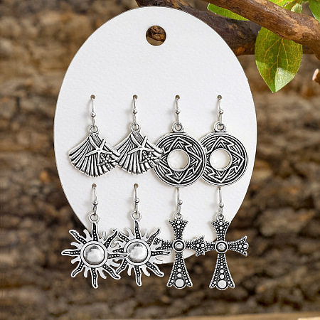 4 Pairs Zinc Alloy Dangle Earrings FS-WG0AE12-02-1