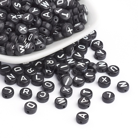 Acrylic Horizontal Hole Letter Beads OACR-E001-17-1
