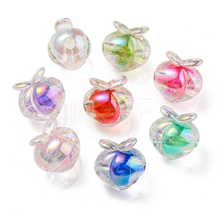 UV Plating Rainbow Iridescent Acrylic Beads OACR-F004-02-1