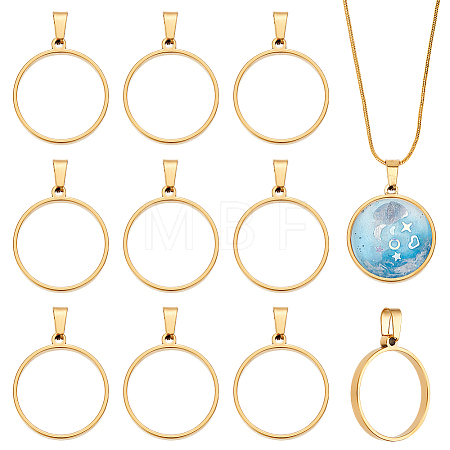 10Pcs Stainless Steel Open Back Bezel Pendant Cabochon Settings STAS-UN0061-36A-1