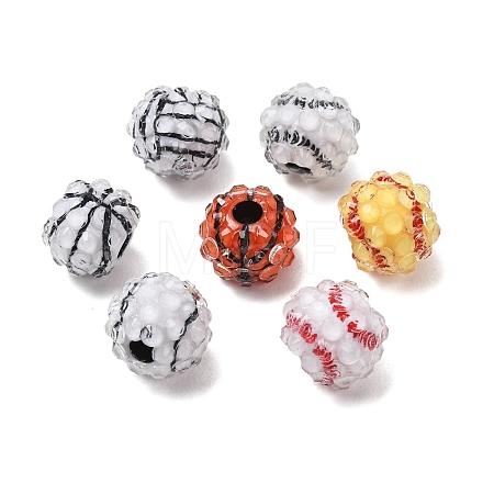 Sports Theme Opaque Acrylic European Beads RB-CBA95A4-04-1