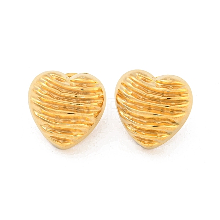 Heart 304 Stainless Steel Ear Studs EJEW-L290-011G-1