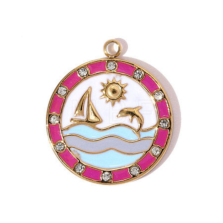 304 Stainless Steel Enamel Pendants STAS-OY008-11G-1
