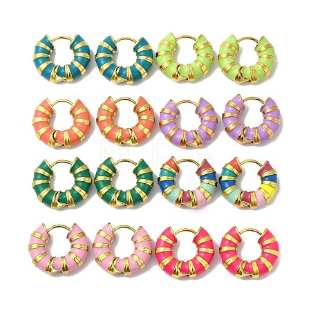 Ion Plating(IP) Enamel Round Hoop Earrings EJEW-Q704-05G-1