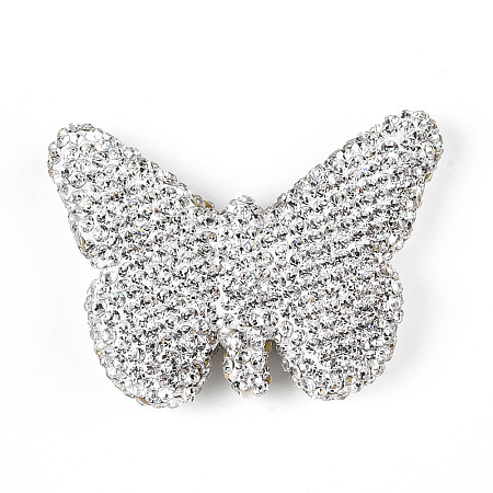 Butterfly Shaped Handmade Polymer Clay Rhinestone Beads CLAY-T023-23C-1