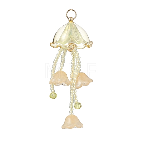 Glass Seed Beaded Jellyfish Big Pendants PALLOY-MZ01166-01-1