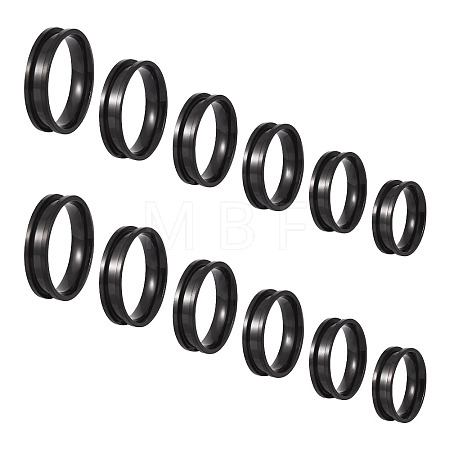 12Pcs 6 Size 201 Stainless Steel Grooved Finger Ring Settings RJEW-TA0001-05EB-1