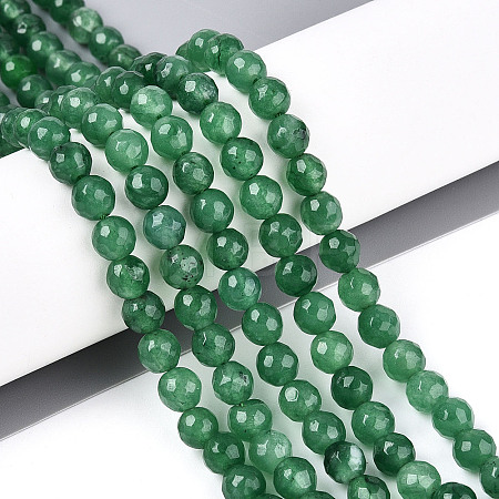 Dyed Natural White Jade Beads Strands G-T139-6mm-60-19-1