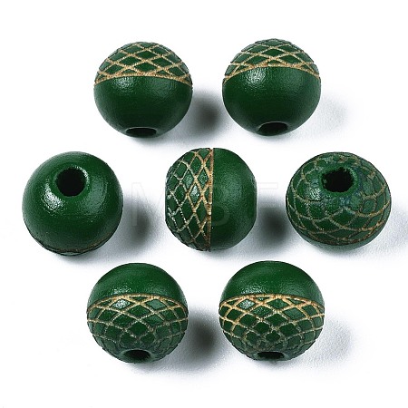 Painted Natural Wood Beads WOOD-S057-072J-1