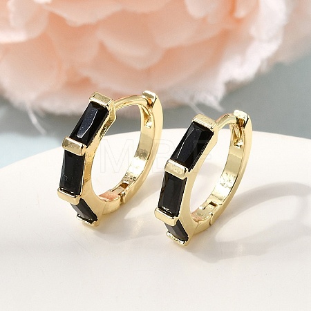 Brass Pave Cubic Zirconia Hoop Earrings EJEW-G471-09G-02-1