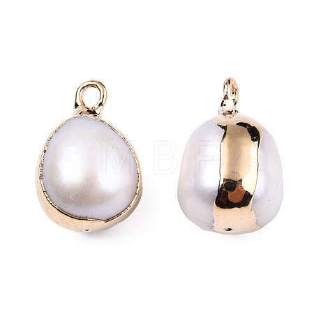 Electroplate Natural Baroque Pearl Keshi Pearl Pendants PEAR-N021-11-1