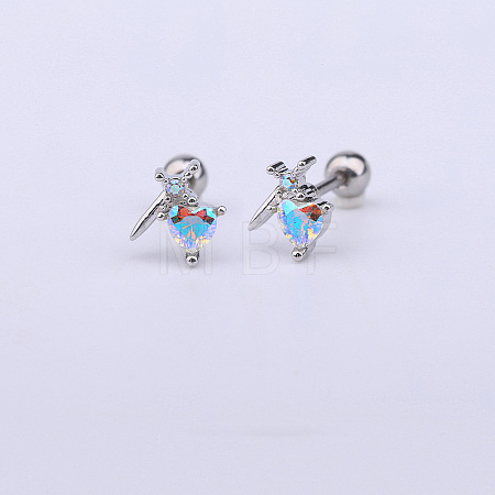 Brass Pave Sky Blue Cubic Zirconia Cartilage Earrings FS-WGEDAE7-07-1