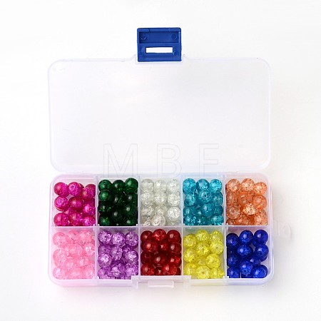 Spray Painted Transparent Crackle Glass Beads Strands CCG-X0002-6mm-B-1