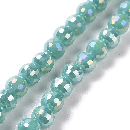 Electroplate Opaque Solid Color Glass Beads Strands GLAA-E036-10A-1