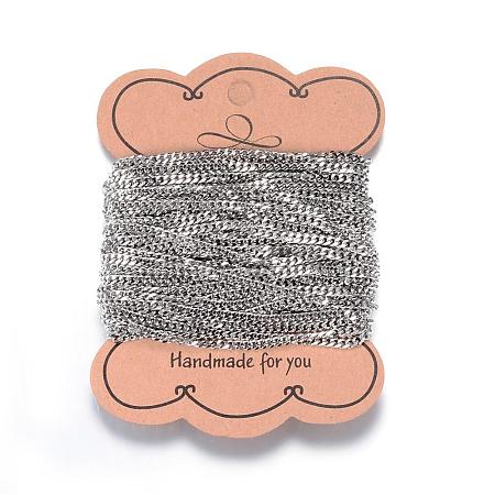 Tarnish Resistant 304 Stainless Steel Twisted Chains Curb Chains CHS-P002-03P-0.6MM-1