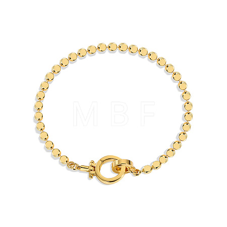 Brass Flat Round Link Chains Bracelets for Women FS-WGC8AF4-05-1