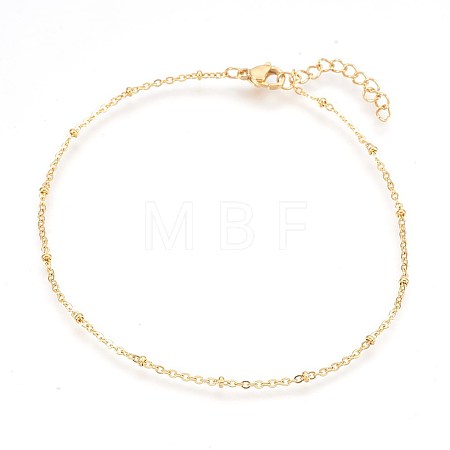 Ion Plating(IP) 304 Stainless Steel Cable Chain Anklets AJEW-P069-01G-1