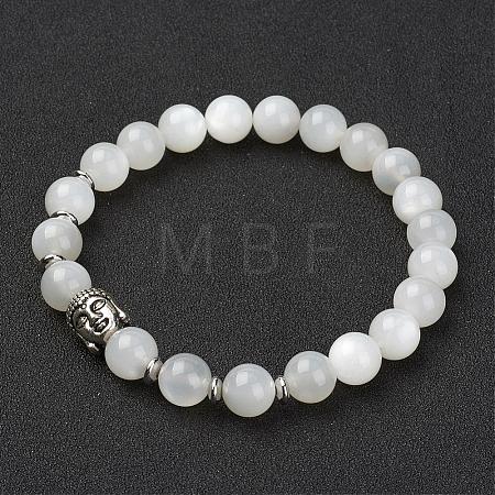 Natural White Moonstone Stretch Bracelets BJEW-JB02815-02-1