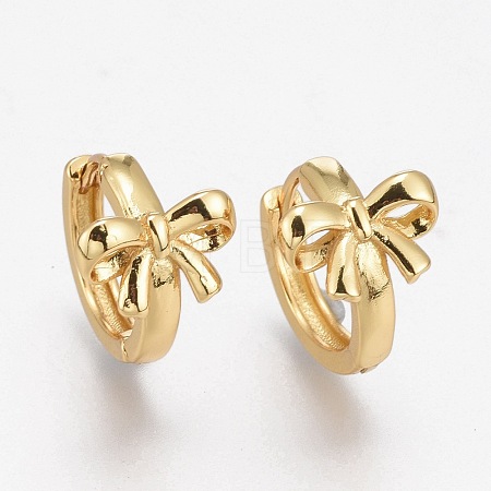 Brass Huggie Hoop Earrings EJEW-L231-35G-1