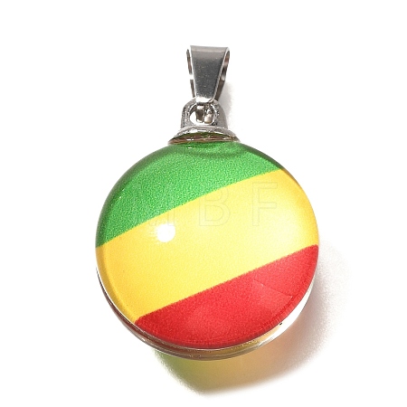 Flat Round 201 Stainless Steel Acrylic Pendants STAS-U036-01P-03-1