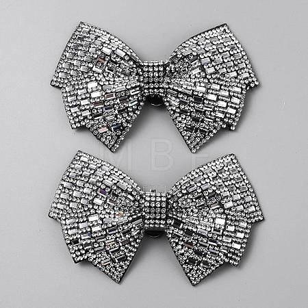 Rhinestone Bowknot Shoe Decoration AJEW-WH0473-66C-1
