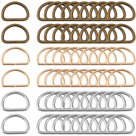120Pcs 3 Colors Iron D Rings IFIN-CL0001-17-1