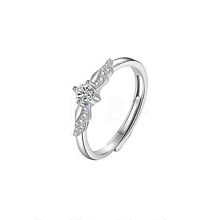Angel Wing Brass Micro Pave Clear Cubic Zirconia Finger Rings for Women FS-WG2DD74-02-1