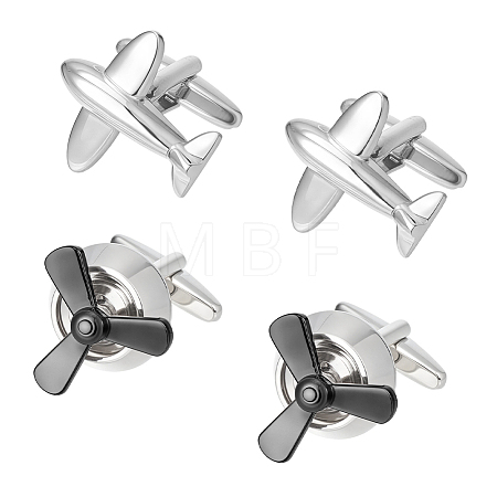 2 Pairs 2 Styles Brass Cufflinks DIY-PH0035-89-1