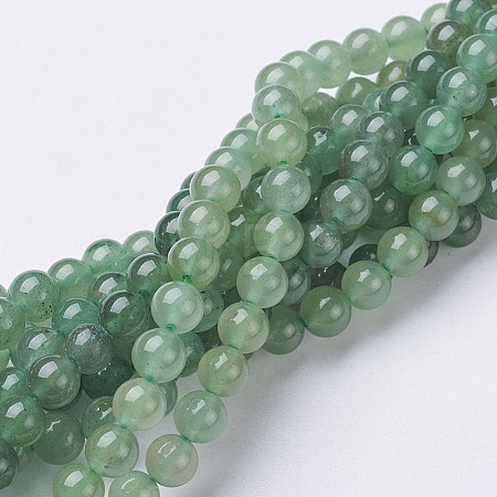 Natural Green Aventurine Beads Strands X-GSR6mmC024-1