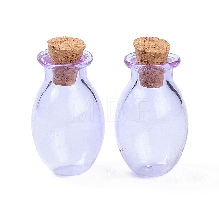 Oval Glass Cork Bottles Ornament AJEW-O032-03H-1