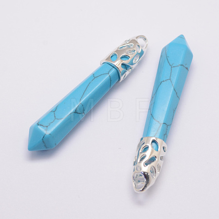 Synthetic Turquoise Big Pointed Pendants G-D860-C27-P-1
