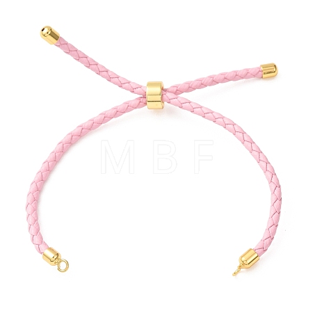 Adjustable Round Braided Microfiber Leather Cord Bracelet Making KK-CBAC260-01G-34-1