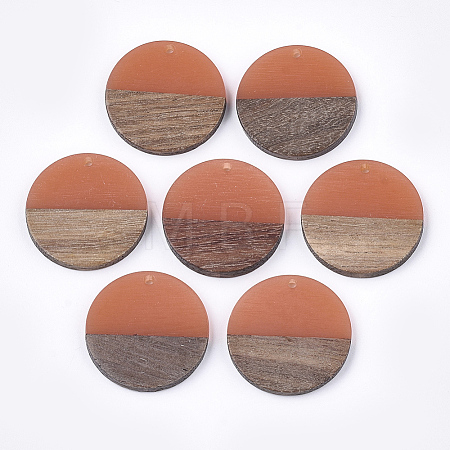 Resin & Walnut Wood Pendants LS-RESI-S358-02B-13-1