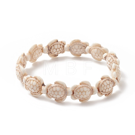Dyed Synthetic Sea Turtle Beaded Stretch Bracelets for Women BJEW-JB09934-02-1