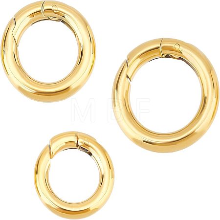 3Pcs 3 Style Ion Plating(IP) 304 Stainless Steel Spring Gate Rings STAS-UN0033-63-1