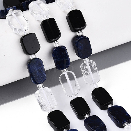 Natural Obsidian & Sodalite & Quartz Crystal Beads Strands G-N358-02A-02-1