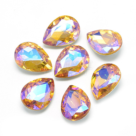 Pointed Back Glass Rhinestone Cabochons RGLA-T017-18x25mm-08-1